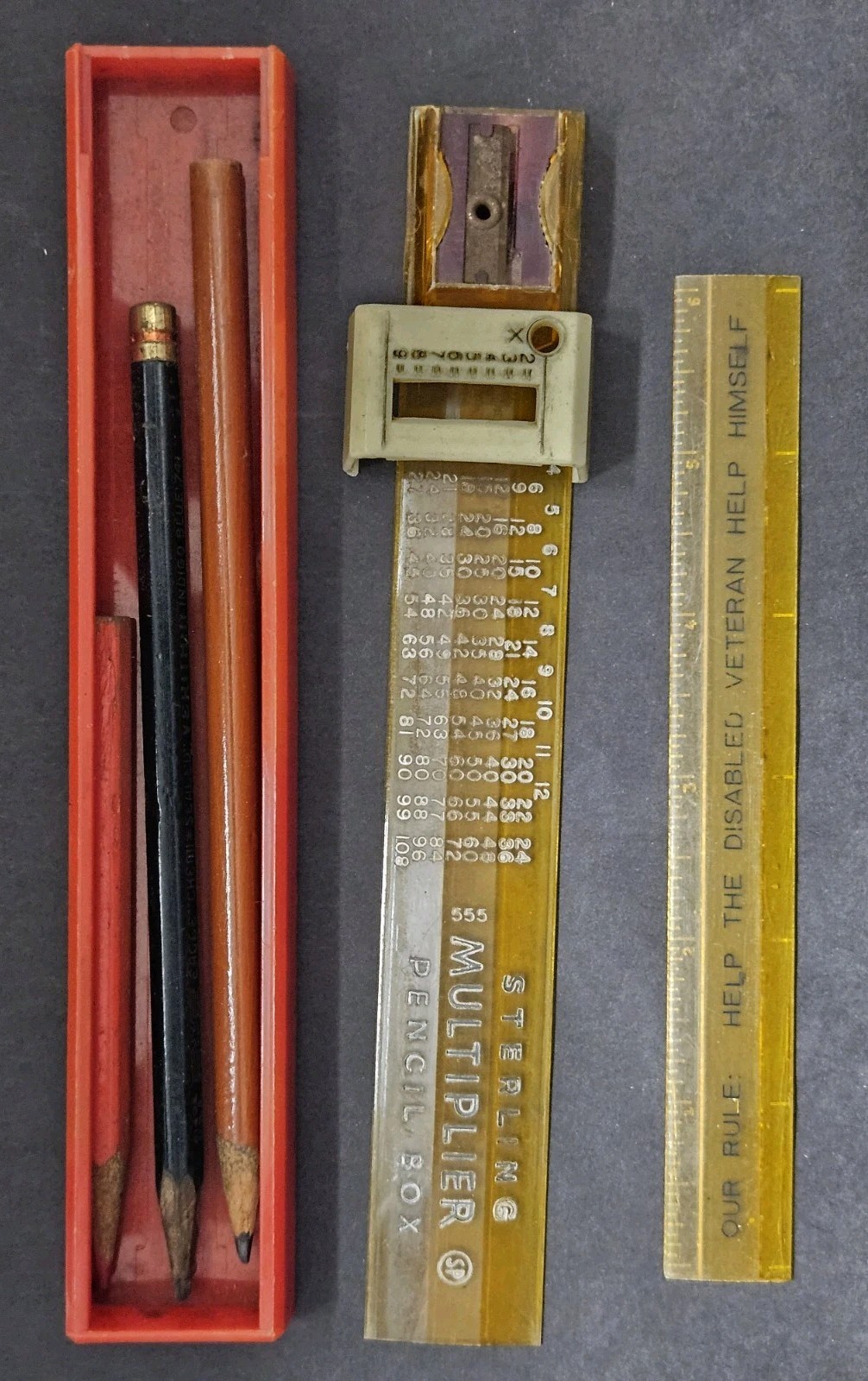 Vintage Sterling 555 Red Multiplier Pencil Box With Sharpener