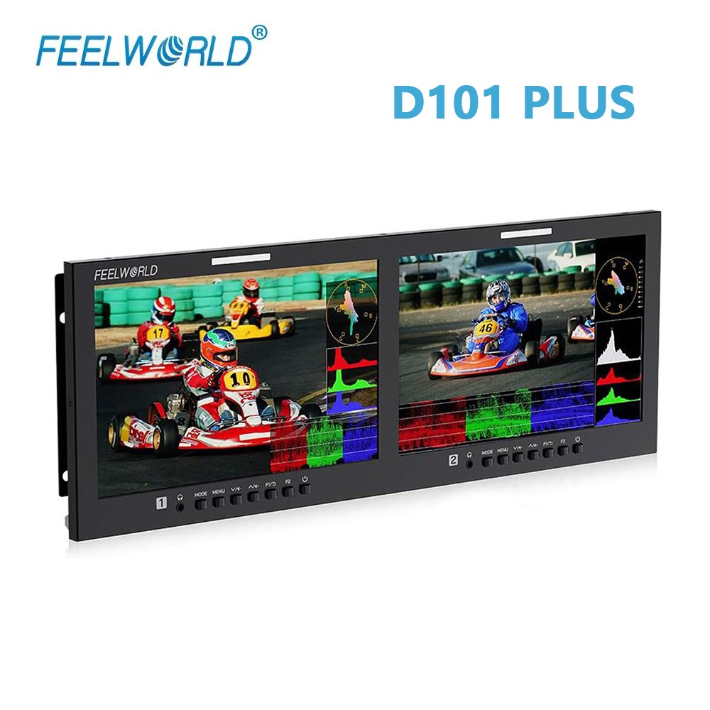 Feelworld D101 PLUS 1920x1200 IPS Dual 10.1" 4K HDMI SDI 4RU Rackmount Monitor