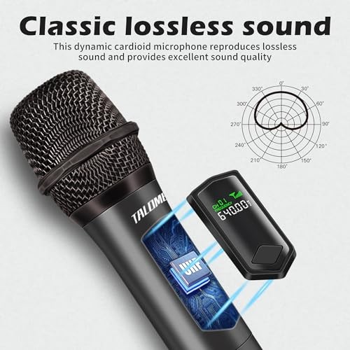 Wireless Microphone,Professional Dual Handheld Cordless Dynamic Mic Gray