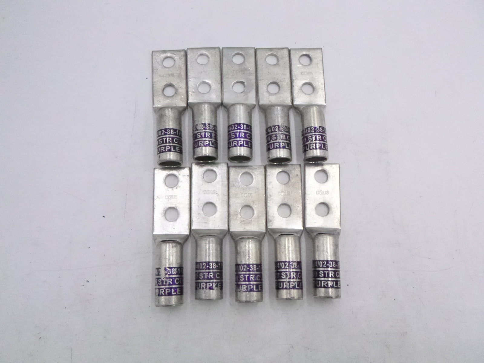 10 Pack Two Hole Flex Lugs L3-i4/02-38-1FX 4/0 3/8" 1" Purple