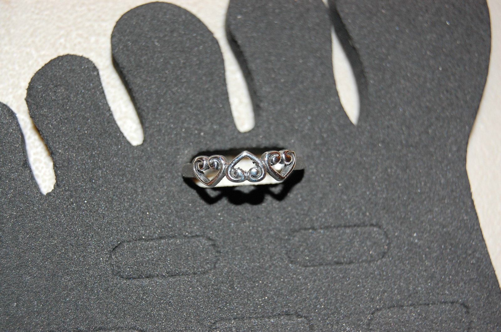 925 Sterling Silver Toe Ring Adjustable 3 Heart 4.5mm 3898S