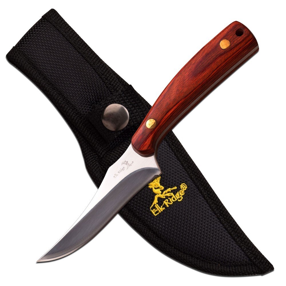 Elk Ridge Fixed blade Fulltang knife 7" Overall  Brown Pakkawood Handle ER-299WD