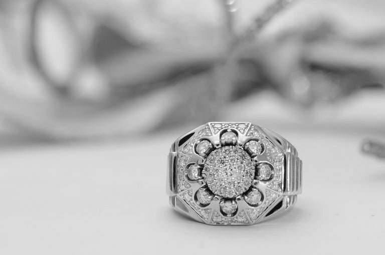 Real 925 Solid Sterling Silver With 2.25 Carat Cubic Zirconia Men's Cluster Ring