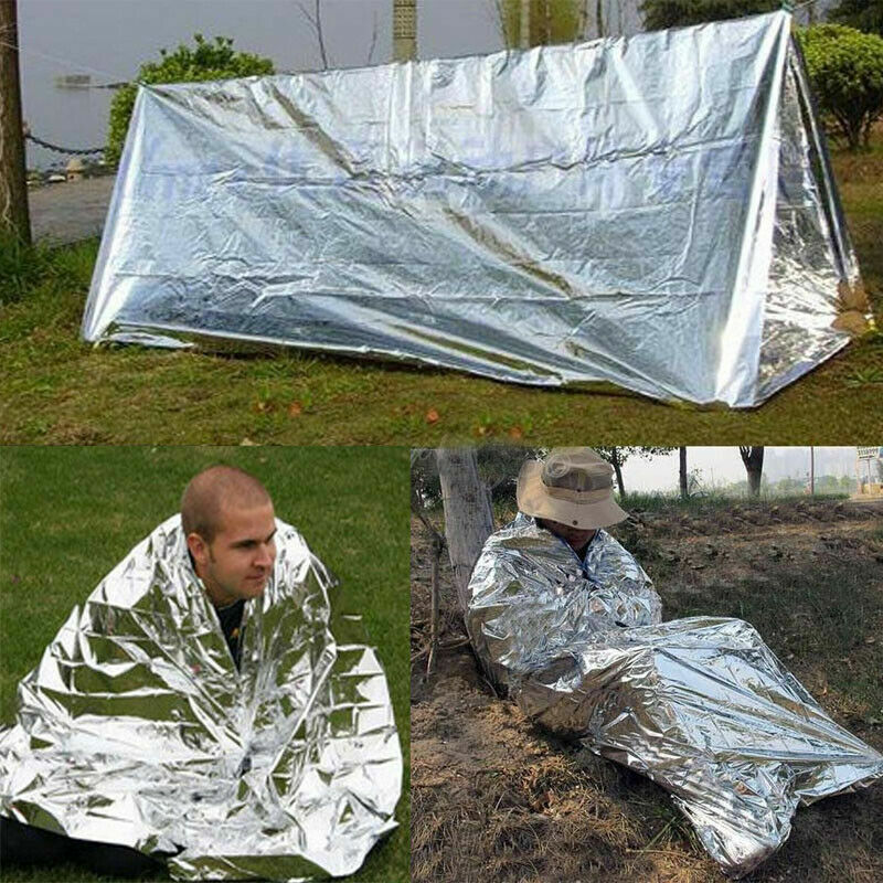 Emergency Survival Blankets 82 x 51 in Outdoor Waterproof Thermal Mylar Lot of 5