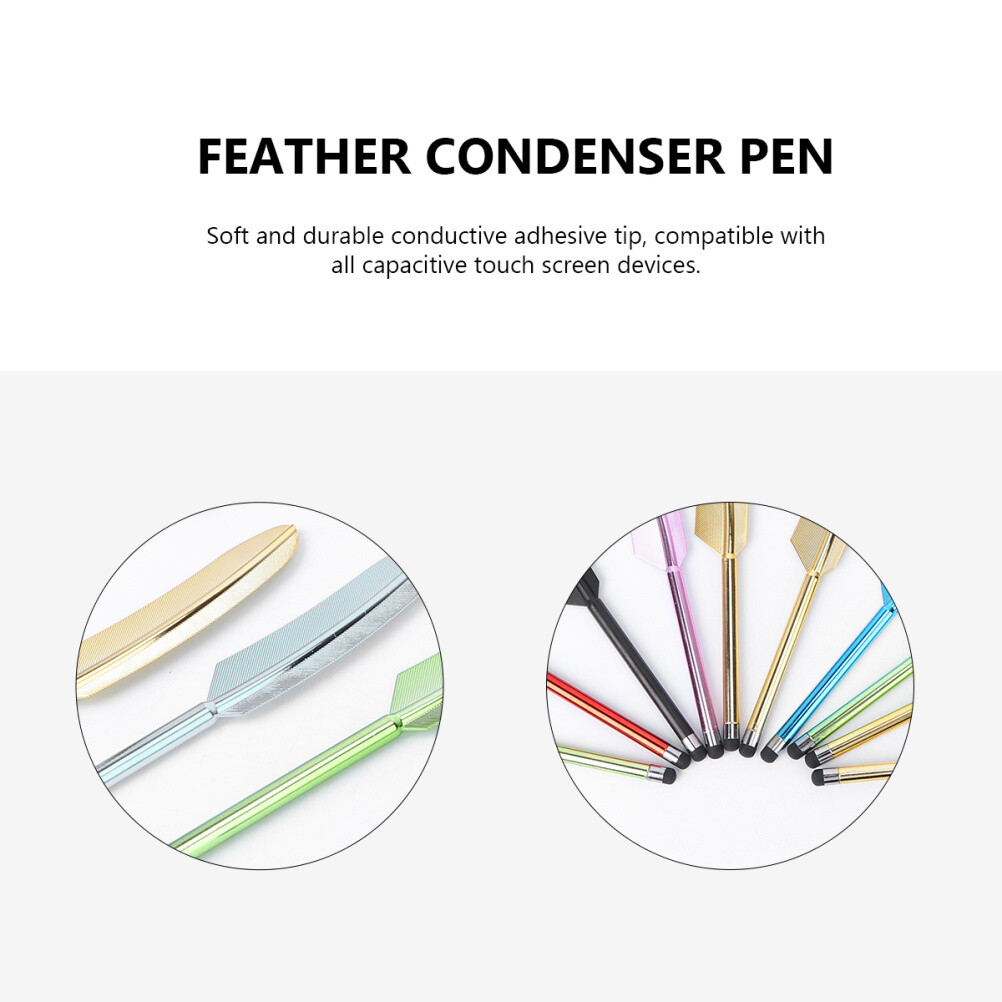 10pcs Feather Capacitive Stylus Metal Touchscreen Pen Handwriting Capacitive Pen