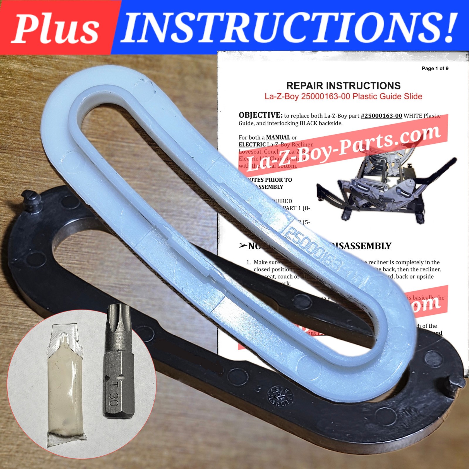 82-SOLD La-Z-Boy 25000163-00 Lift Recliner Sofa Plastic Slide Guide LazyBoy Part