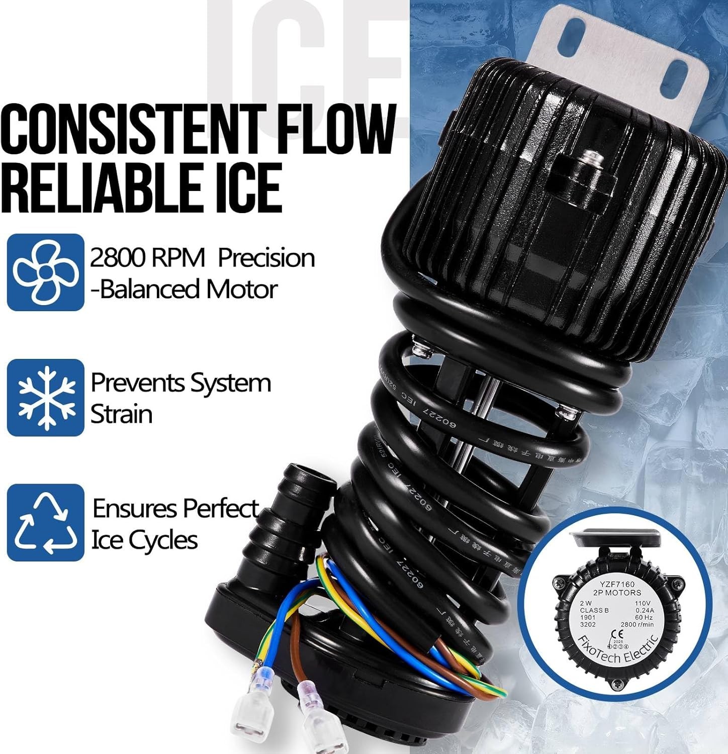 Commercial Ice Maker Water Pump | Quiet 110V 2W Matte Black