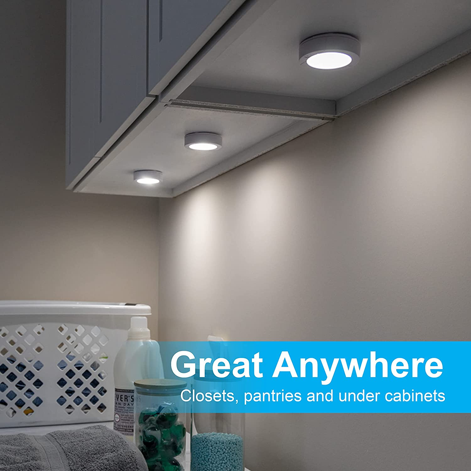 Wireless LED Tap-Lights, Battery Operated, 20 Lumens, Touch-Activated Puck Light