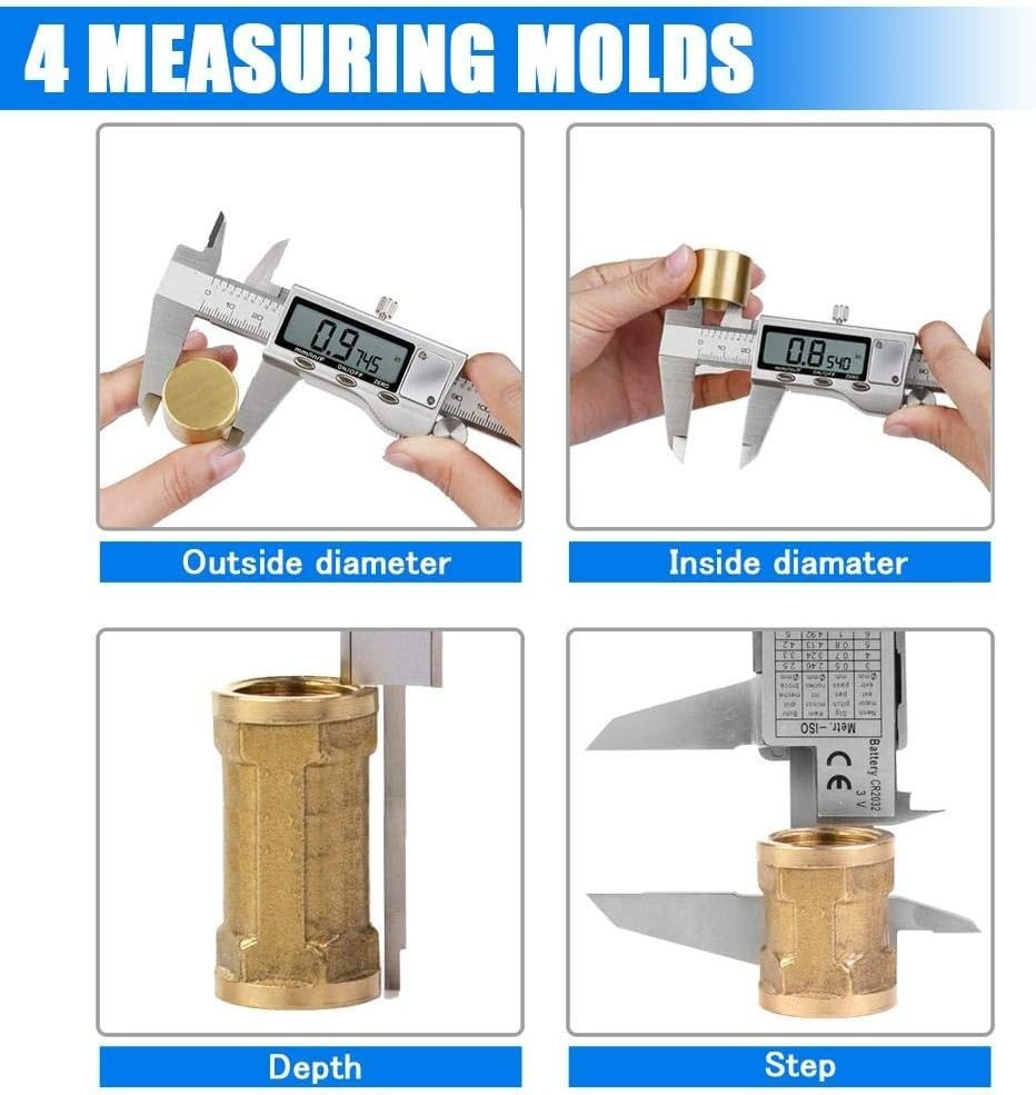 Durable Waterproof Digital Caliper - Large Display, Precision Measuring Tool