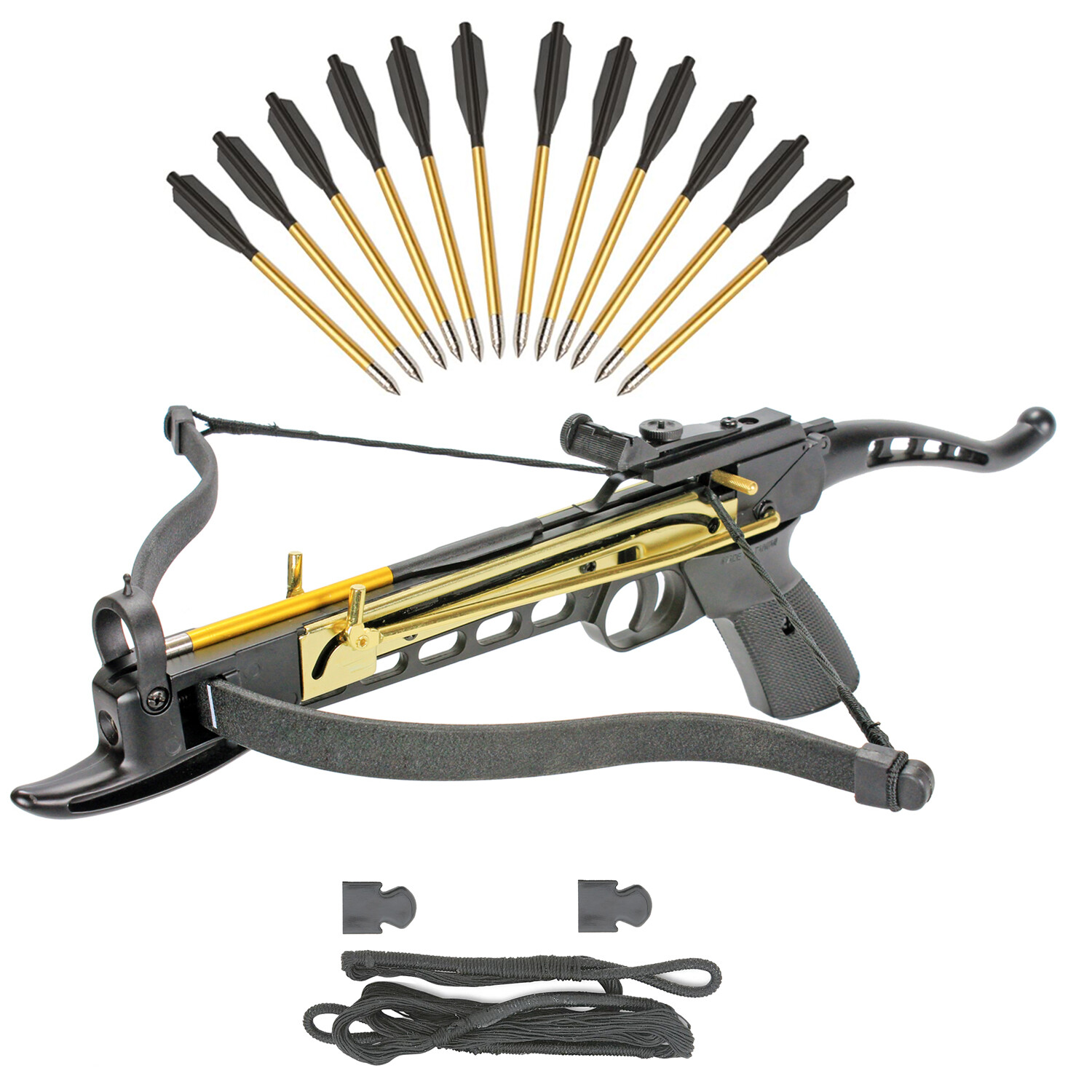KingsArchery Crossbow Self Cocking Pistol 80 LBS 15 Aluminum Arrow + String