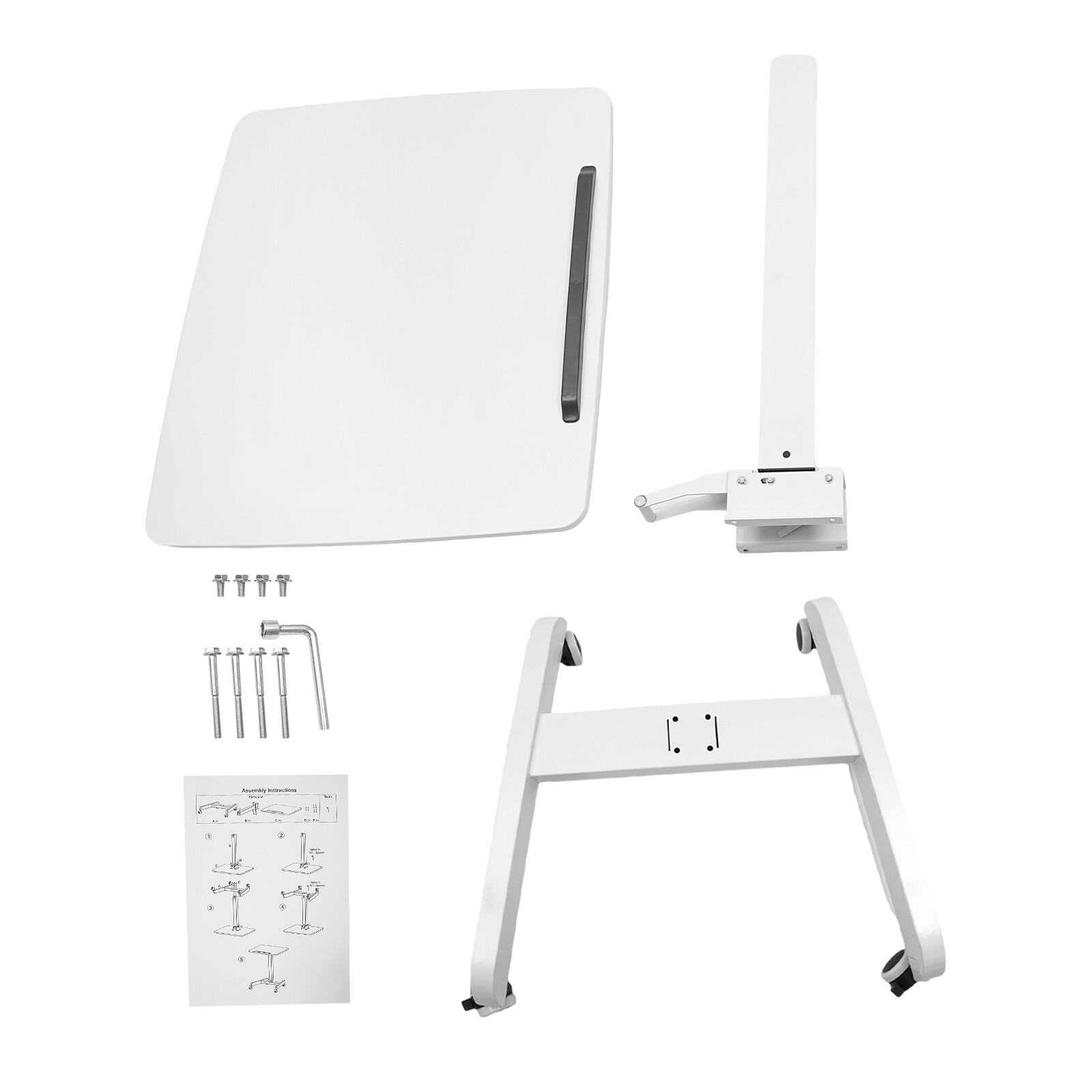 Mobile Adjustable Height Standing Desk with Tilt Top & Rolling Wheels