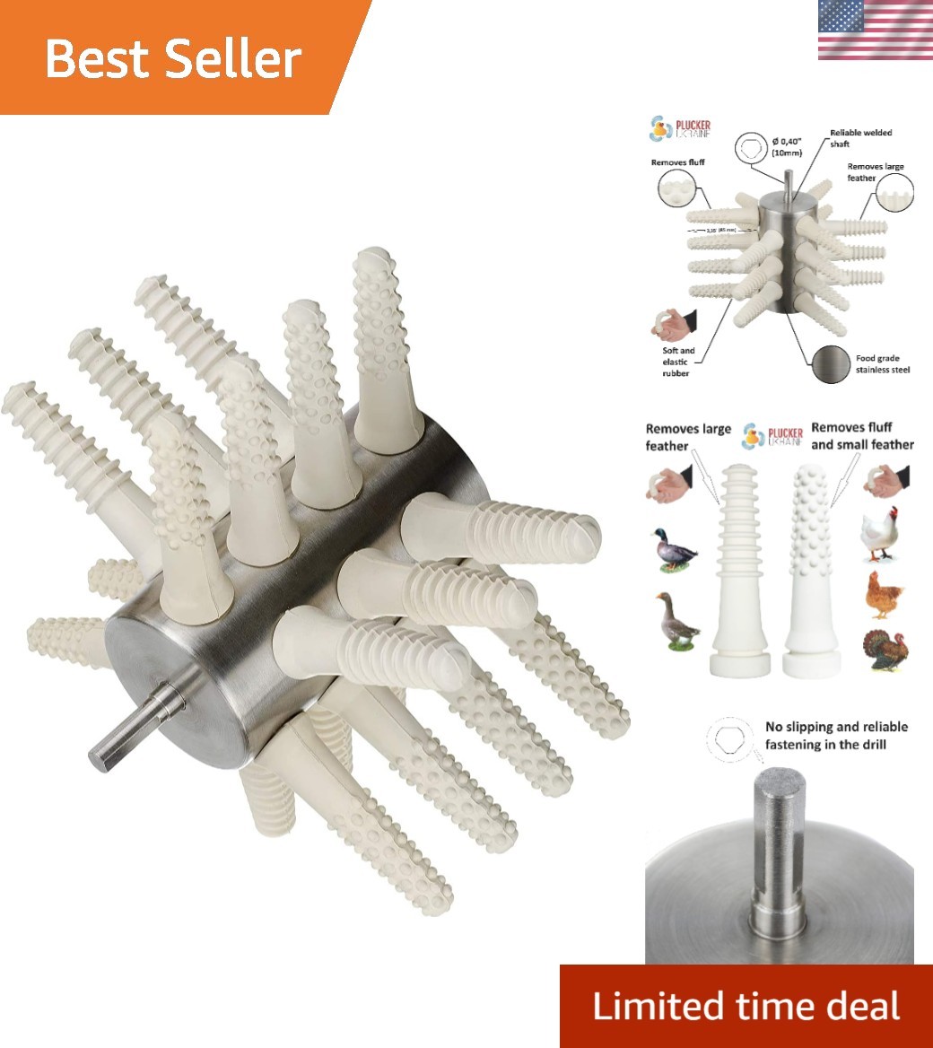 Stainless Steel Chicken Plucker Drill Attachment 133-21 - 21 Fingers for Poultry