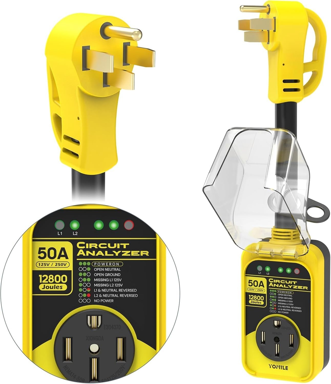 RV Surge Protector, 50 Amp 12800 Joules RV Circuit Analyzer Full Protection,