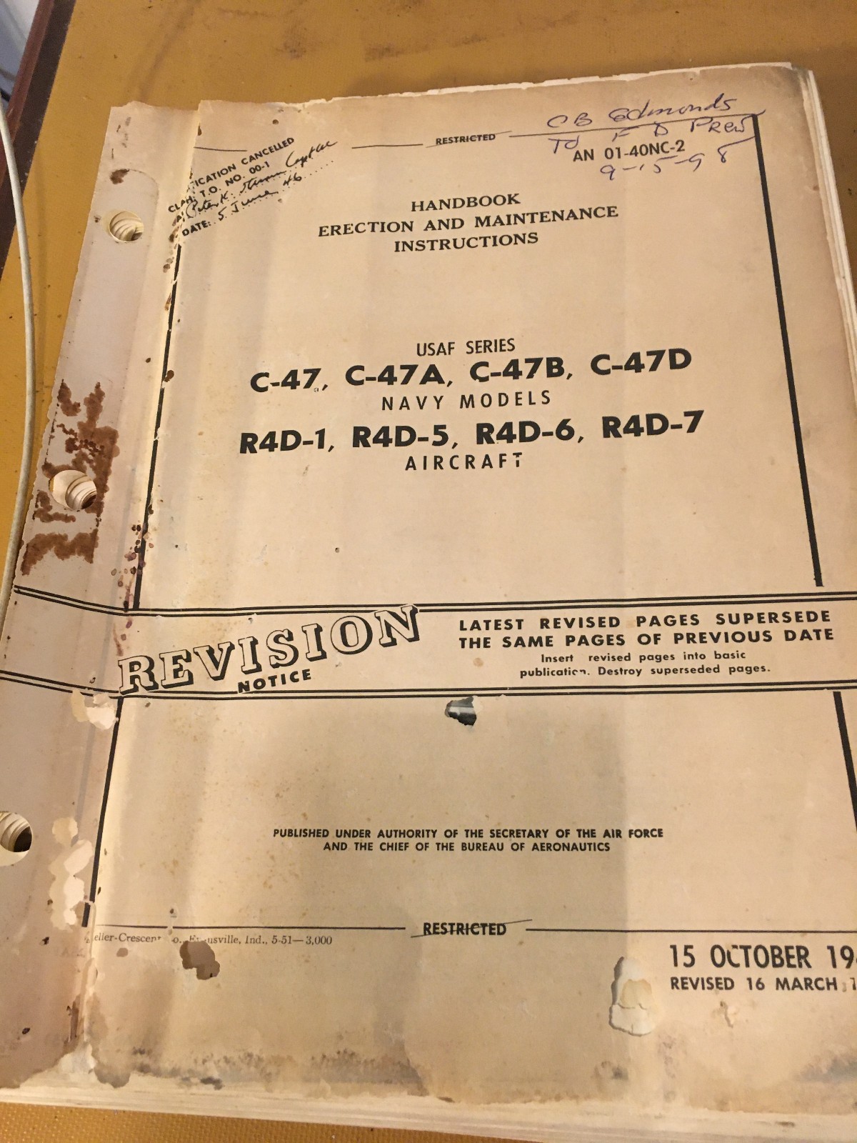 785 page, Douglas C47 C47A C47B C-47D R4d-1/5/6/7 Erection & Maintenance Manual