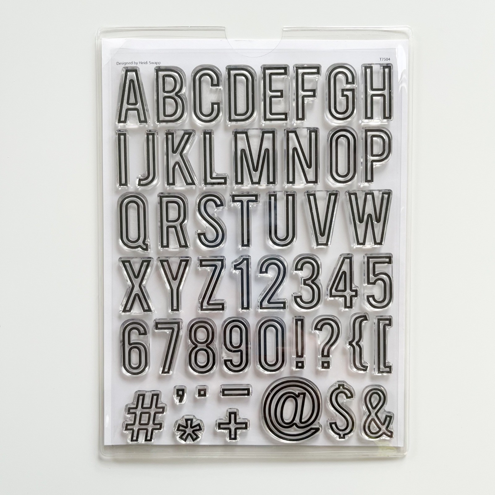 New Heidi Swapp 6x8" Clear Stamp Set & Stamp Sleeve Classic Heidi Alpha