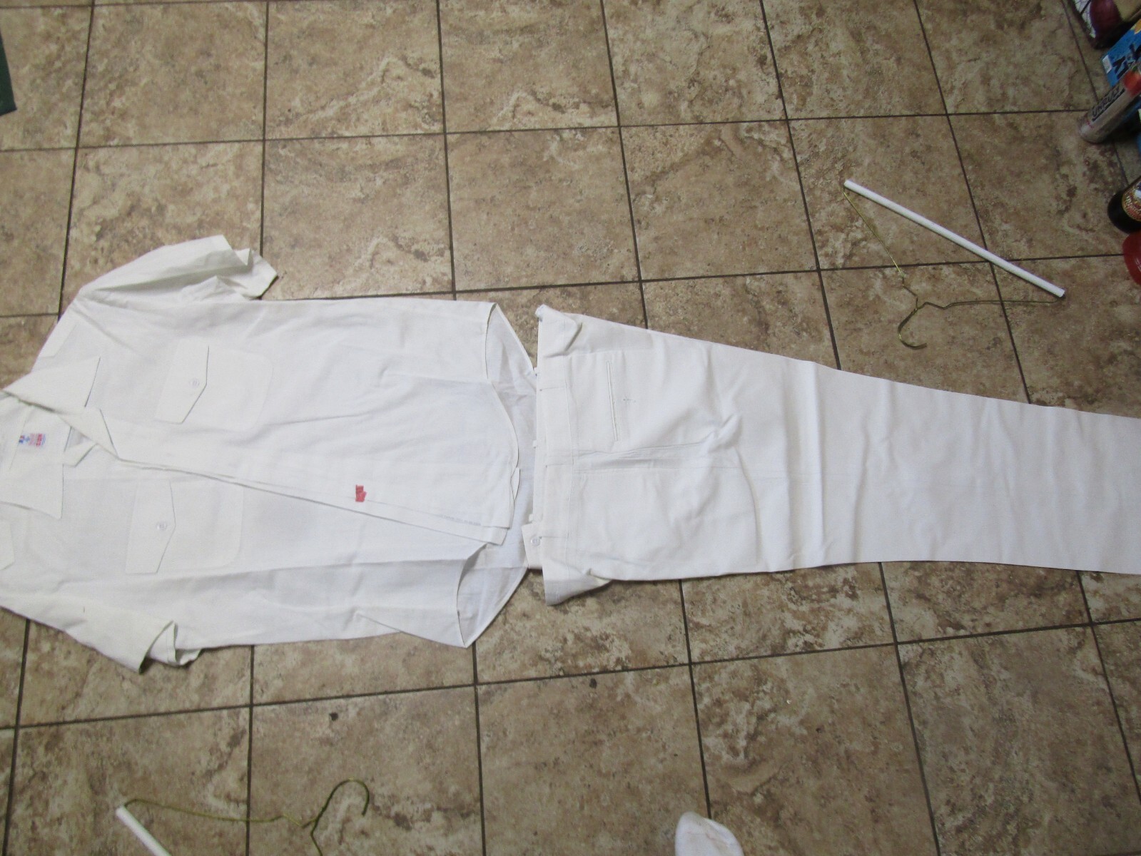 MILITARY VINTAGE US NAVY SHIRT (M/L) PANTS (L/S) SET FORMAL DRESS WHITE #4