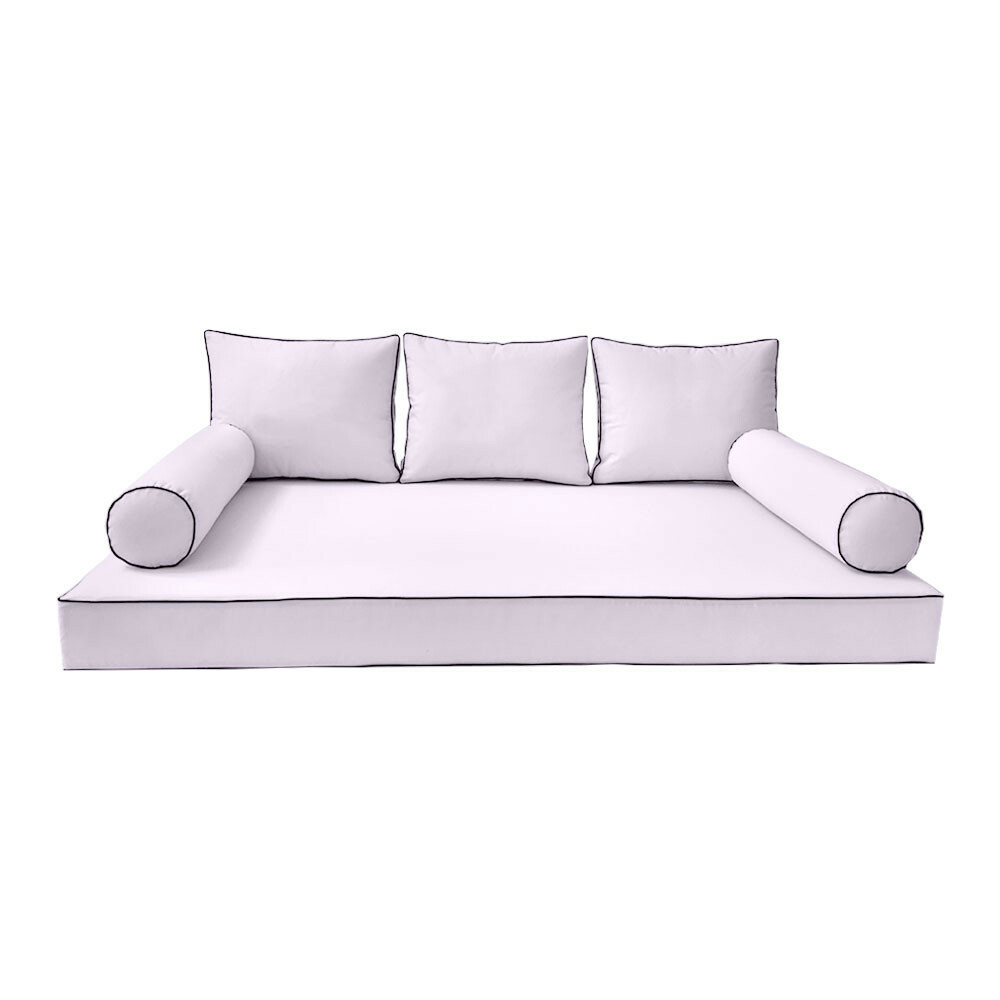 *COVER ONLY*-S3 Daybed Mattress Bolster Pillow Covers Contrast Trim Twin AD107