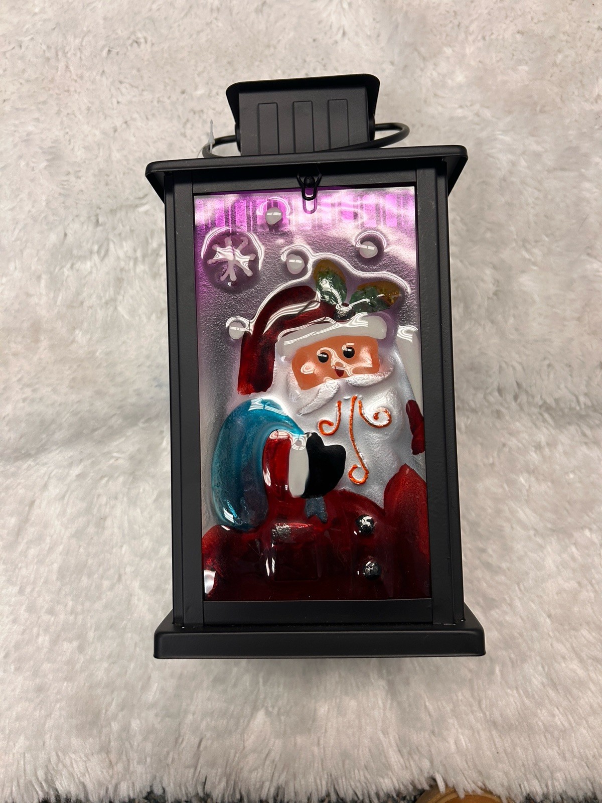 NEW OUTDOOR ACCENTS SOLAR HOLIDAY SANTA LANTERN - 12" TALL - BRAND NEW W/TAG