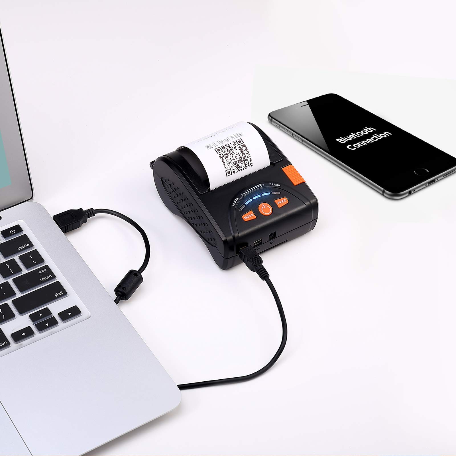 Bluetooth Receipt Printer, 58mm Mini Wireless POS Thermal Printer for Restaur...
