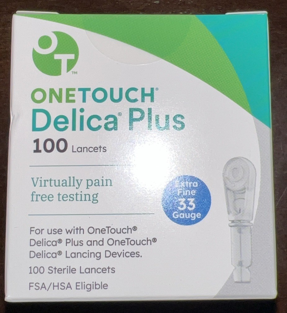 OneTouch Delica Plus Lancets 33 Gauge Extra Fine, 100 Count, - 1 Sealed Package
