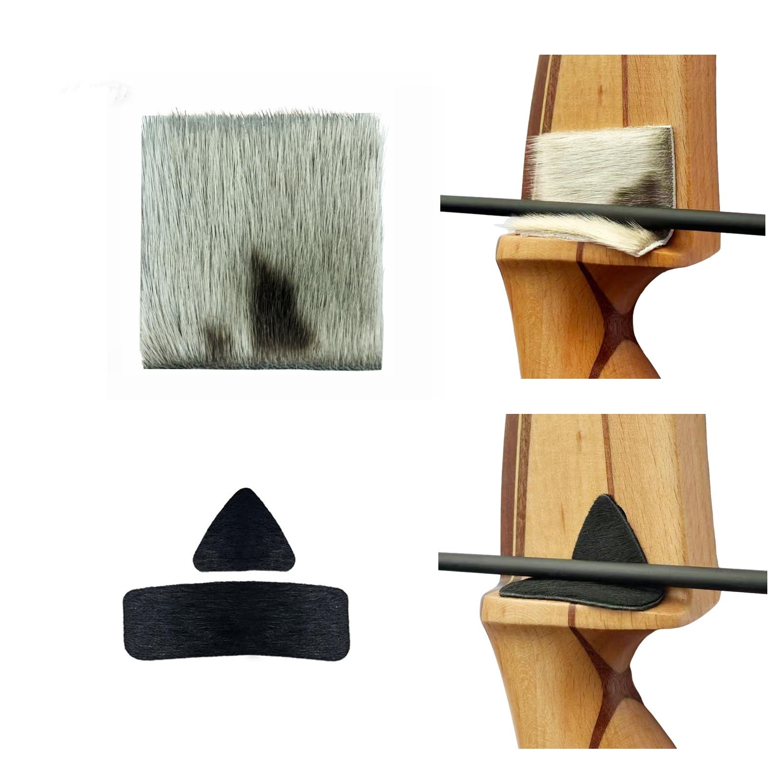 QI HUO JU  2Pcs Archery Hair Arrow Rest, Natural Fur Adhesive Shelf Rests Le...