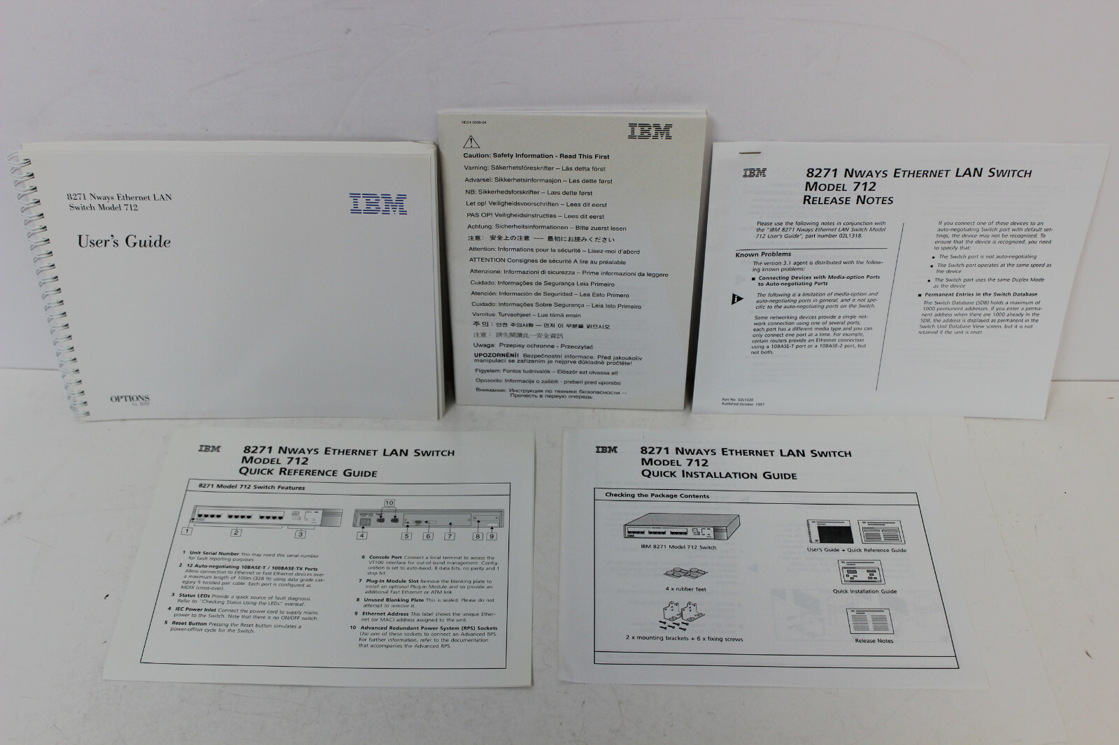 IBM 8271 NWAYS ETHERNET LAN SWITCH MODEL 712 MANUAL & QUICK REERENCE GUIDE