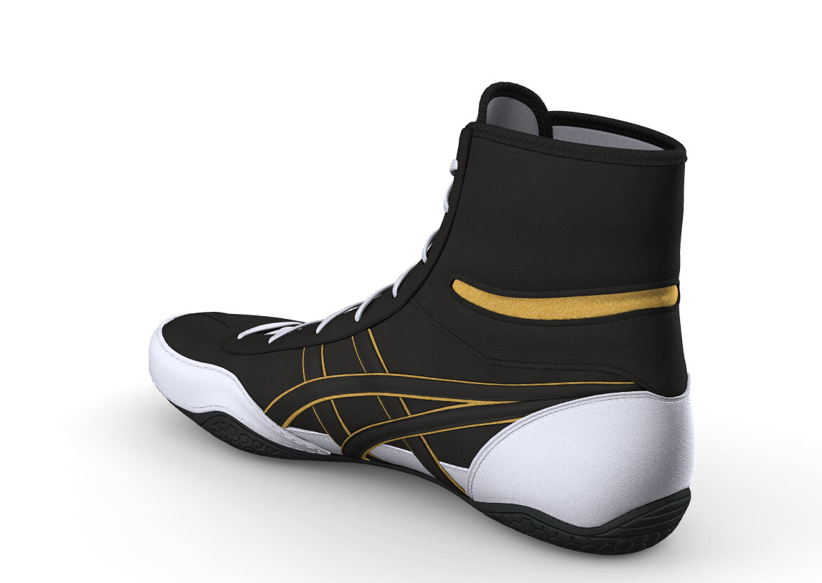 asics Wrestling Shoes Black White BlackLine Gold WhiteLace NEW EX-EO TWR900 Next
