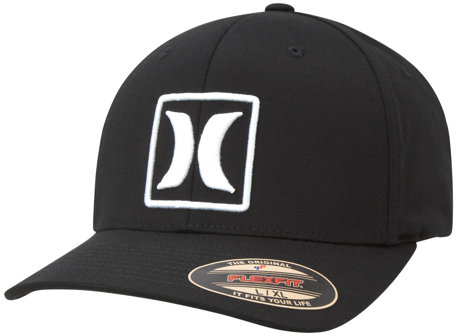 Hurley Mens Reflect Icon Curved Brim Fitted Baseball Cap Small-Medium, Black