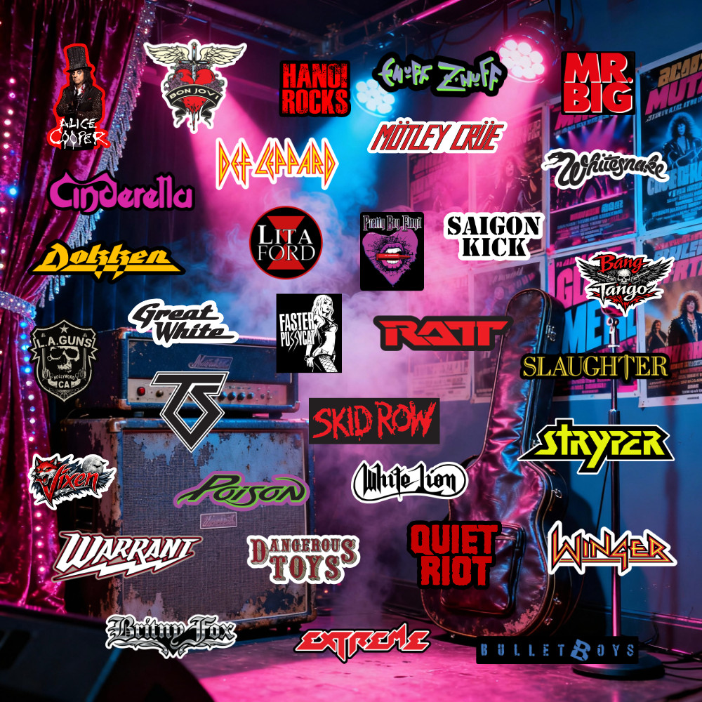 Hair Metal Vinyl Sticker Collection (Lot of 32)