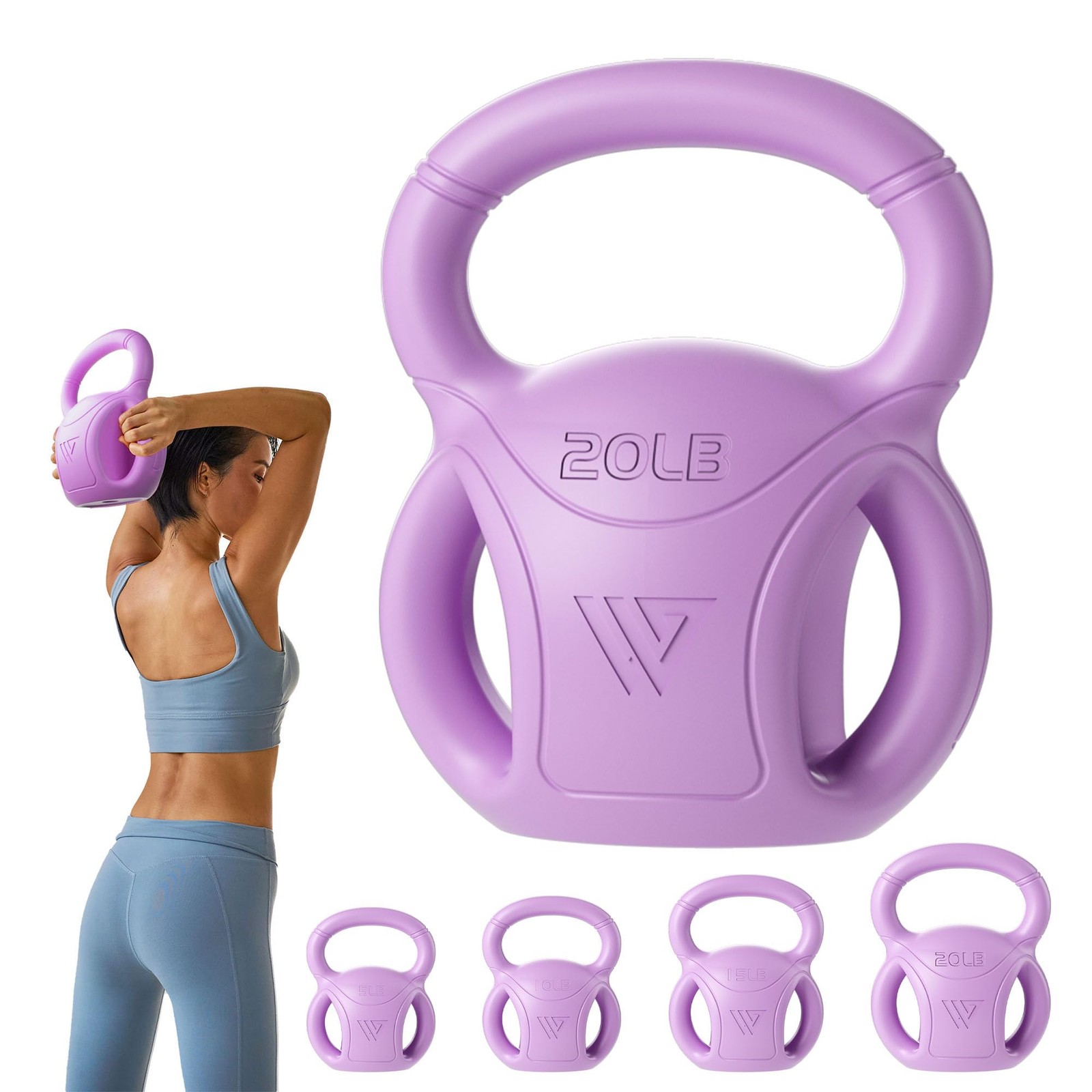 20 lb Kettlebell Weight with Three-handles for Weightlifting, Conditioning an...