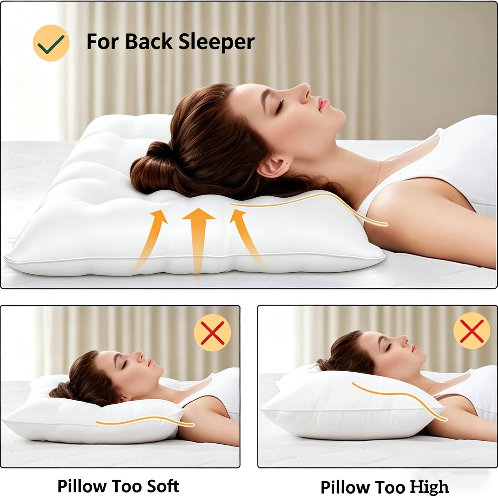 Flat Pillows for Sleeping Thin, 7D High Support 2.5 inch Height Ultra Thin