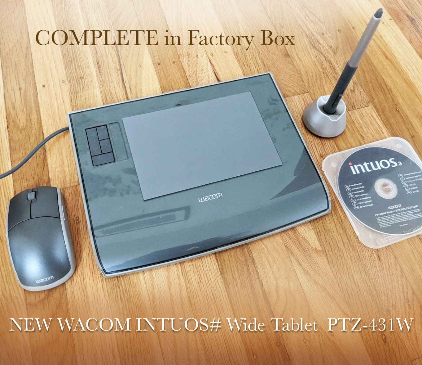 Wacom INTUOS3 4x6 Wide small PTZ-431 TABLET Wireless Grip pen + Mouse CD Adobe