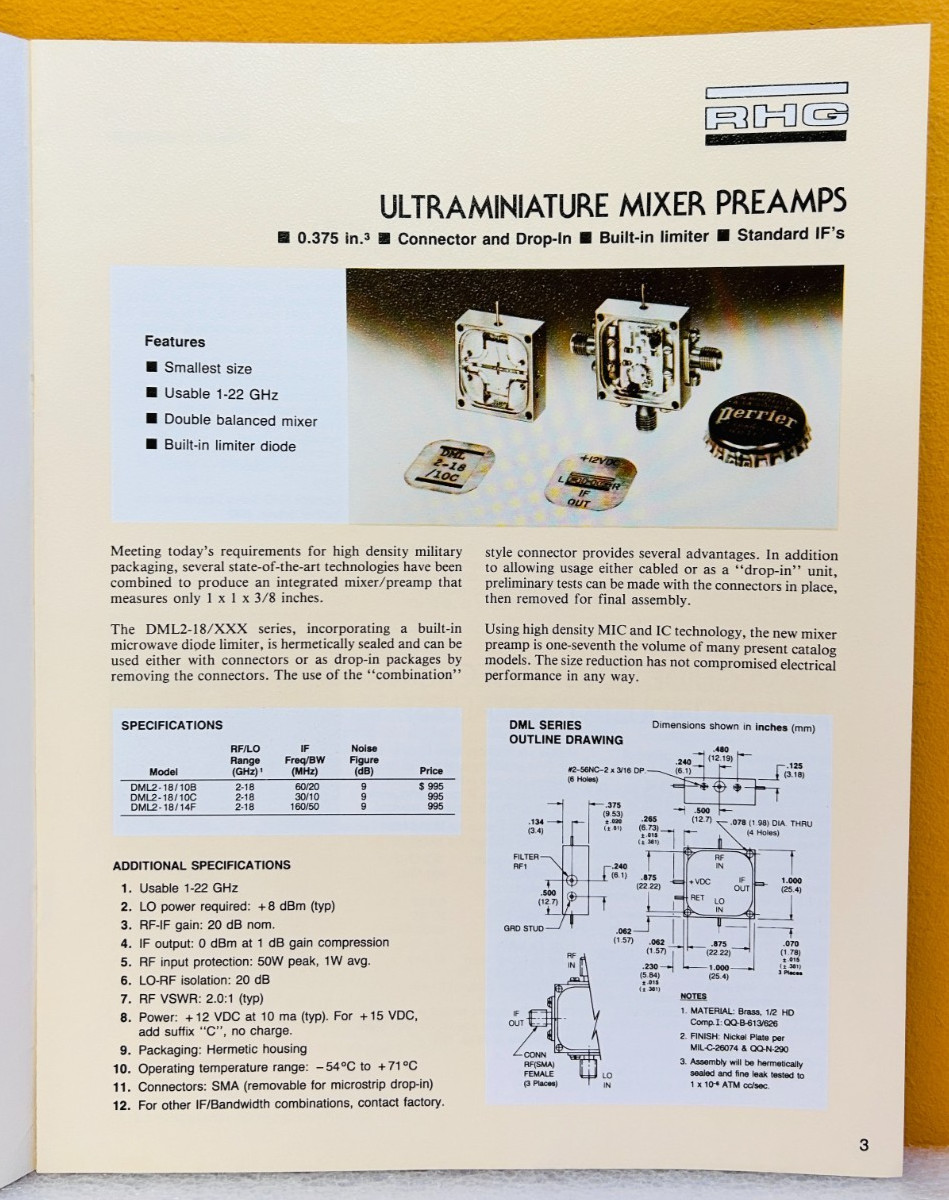 RHG Electronics Lab MIC Microwave & IF/RF Products Supplement B Catalog 200.