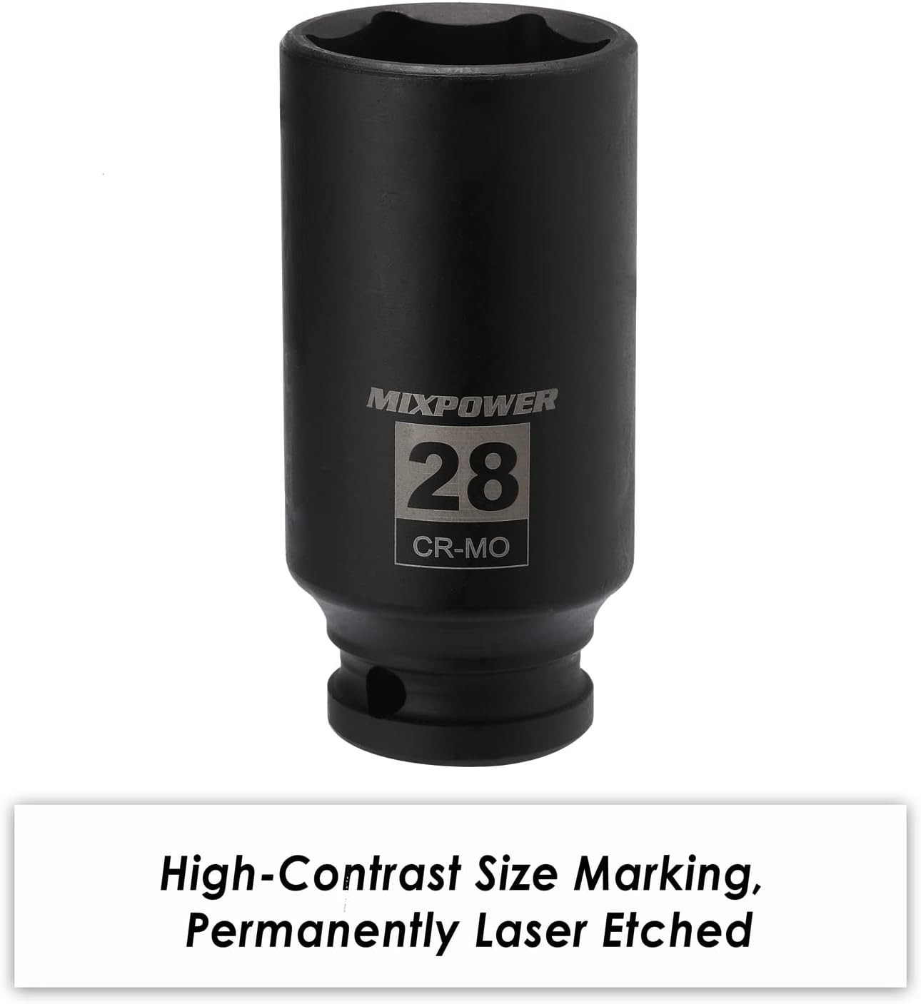 28mm 1/2-Inch Drive Socket - CR-MO Steel with 6-Point Design