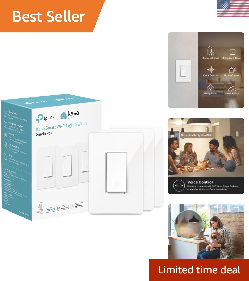 Light Switch , Single Pole, Needs Neutral Wire, 2.4GHz Wi-Fi Light Switch Com...