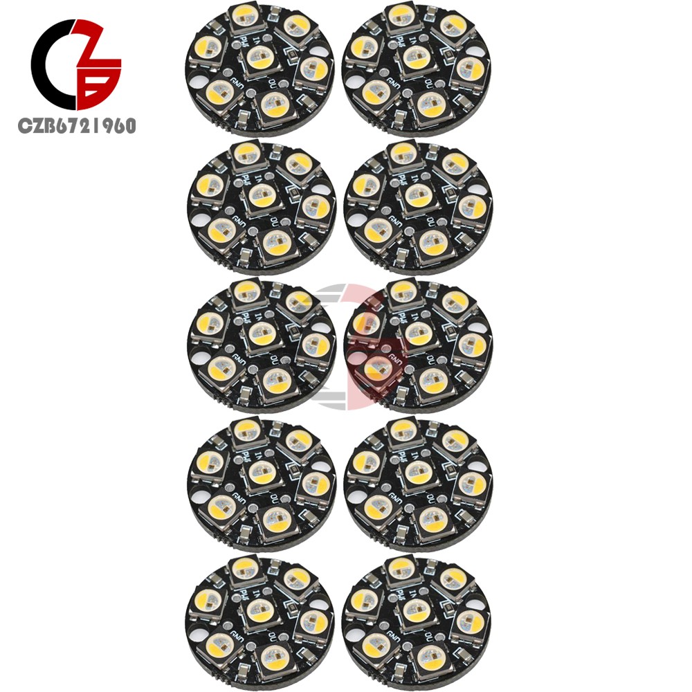 10Pcs 7 Bits 5050 RGBW LED Module with Integrated Driver Round Full-Color 7Digit