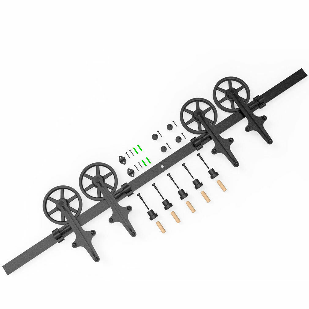 CCJH 4-20FT Sliding Barn Door Hardware Basic Black Roller Kit Single/Double Door