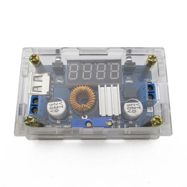 Adjustable 5A CC/CV Power Step-down Charge Module LED Driver USB Voltmeter+Case