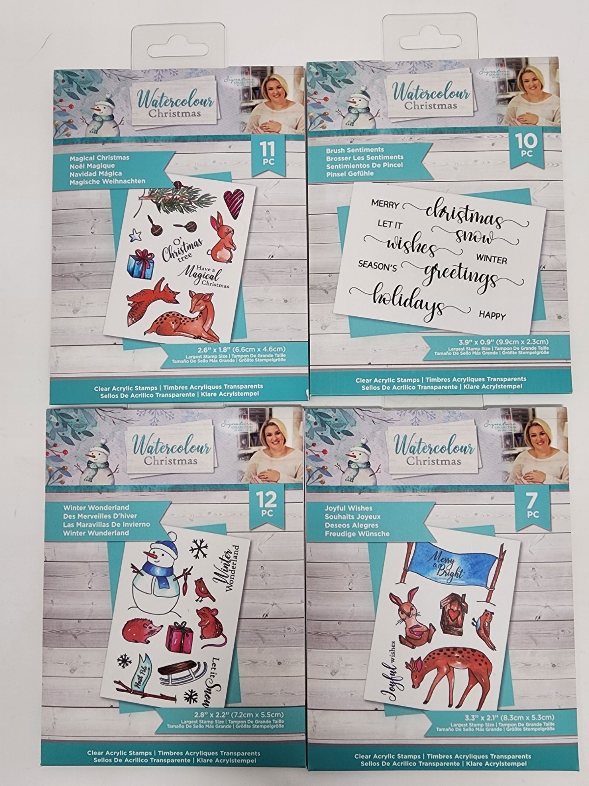 Set of 4 Crafters Companion WATERCOLOUR CHRISTMAS Winter Woodland Stamps