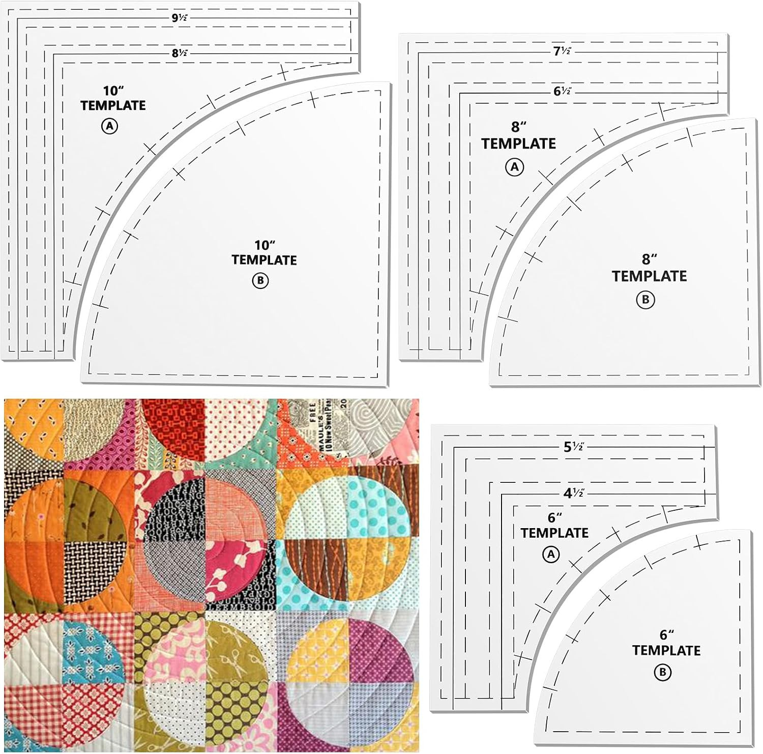 3 Set Drunkards Path Quilting Templates Large Quilting Rulers