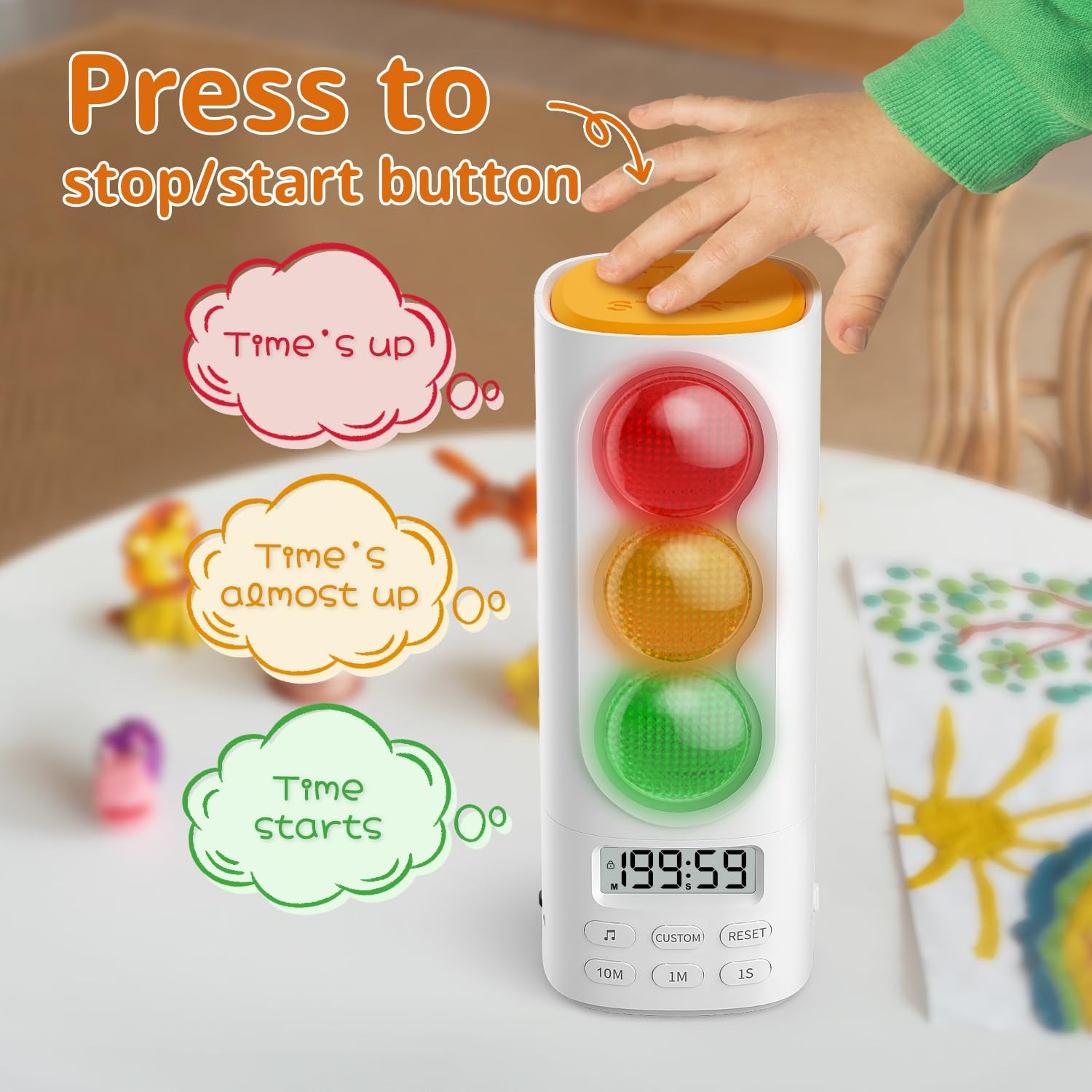 Traffic Light Visual Timer&ADHD Tool for Kids Adults Display Volume Adjustment