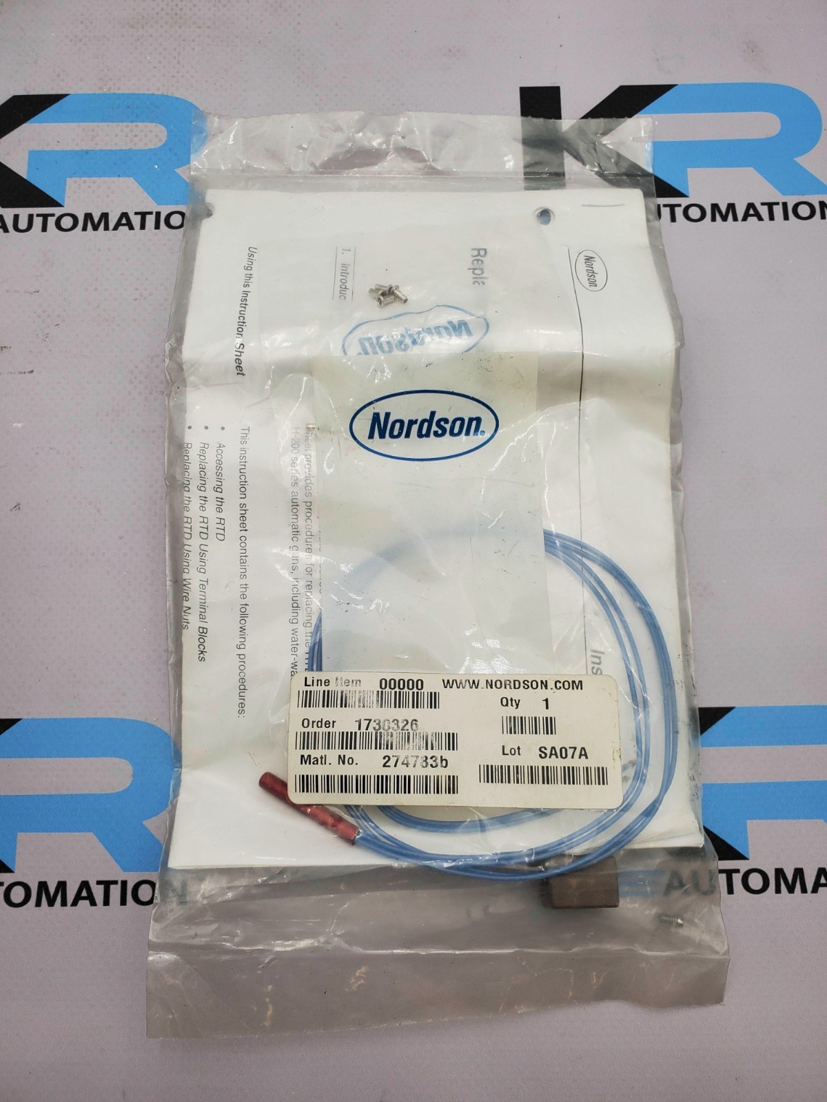 Nordson 274783B RTD Sensor Replacement Service Kit Wire Probe & Hardware