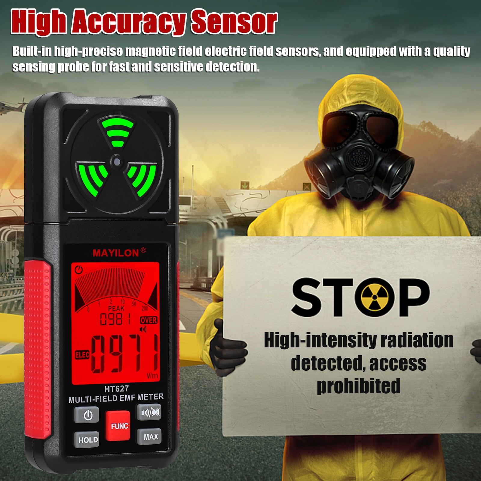 MAYILON Handheld EMF Meter Portable Electromagnetic Radiation Detector V1