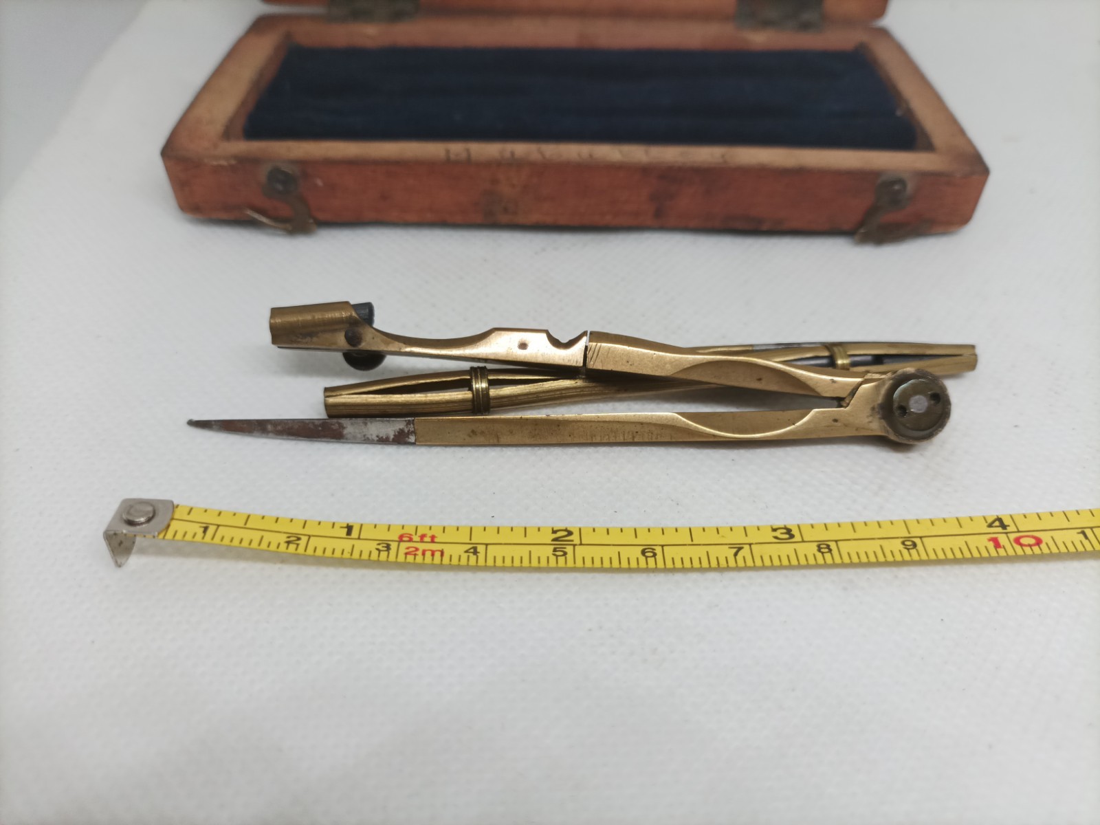Vintage Wooden Boxed Drawing Instruments Draughtsman's Compass ?