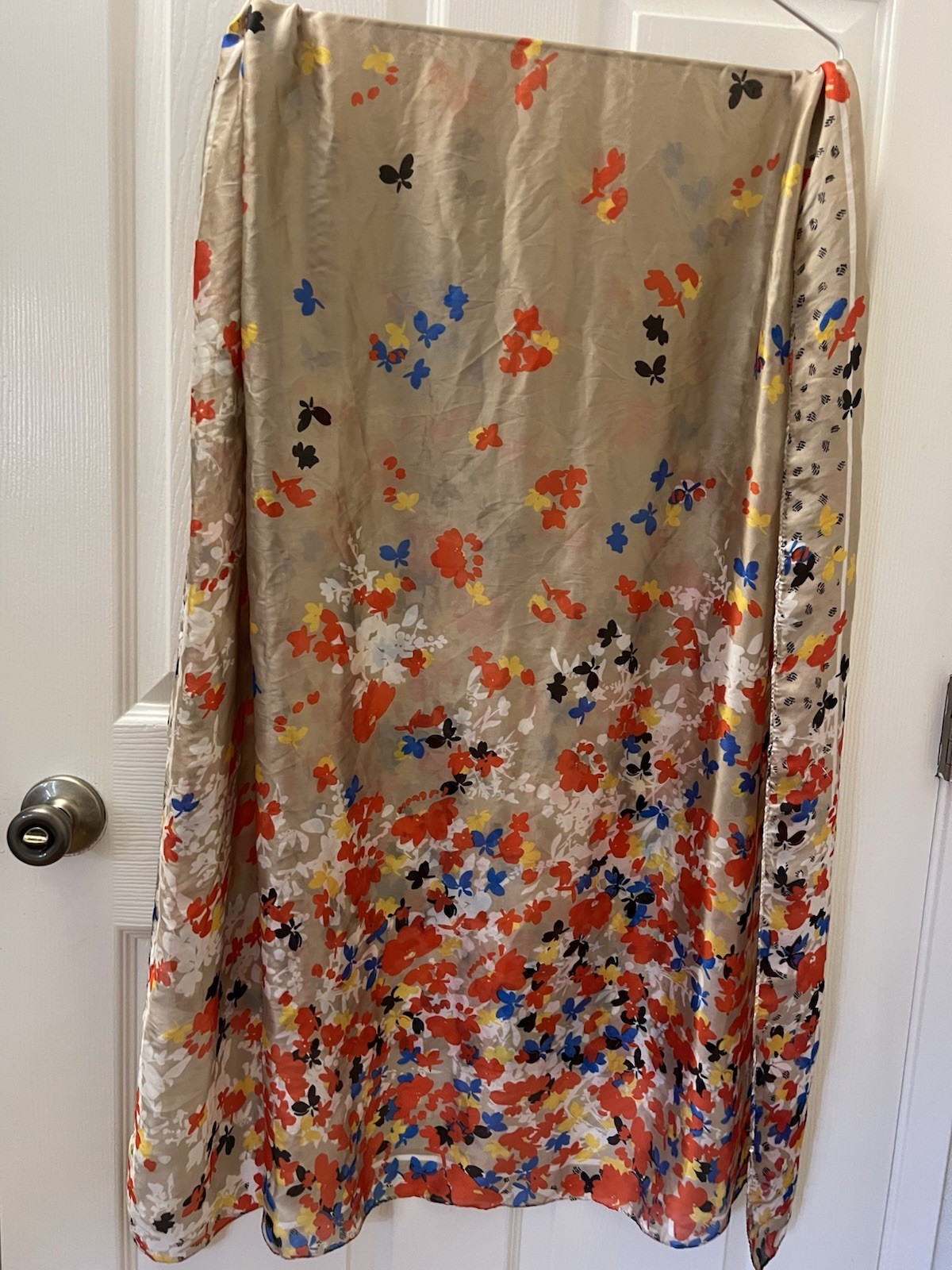 Kenzo Paris Women's 100% Silk Floral Butterfly Scarf 35 x 68” Colorful SuperSoft