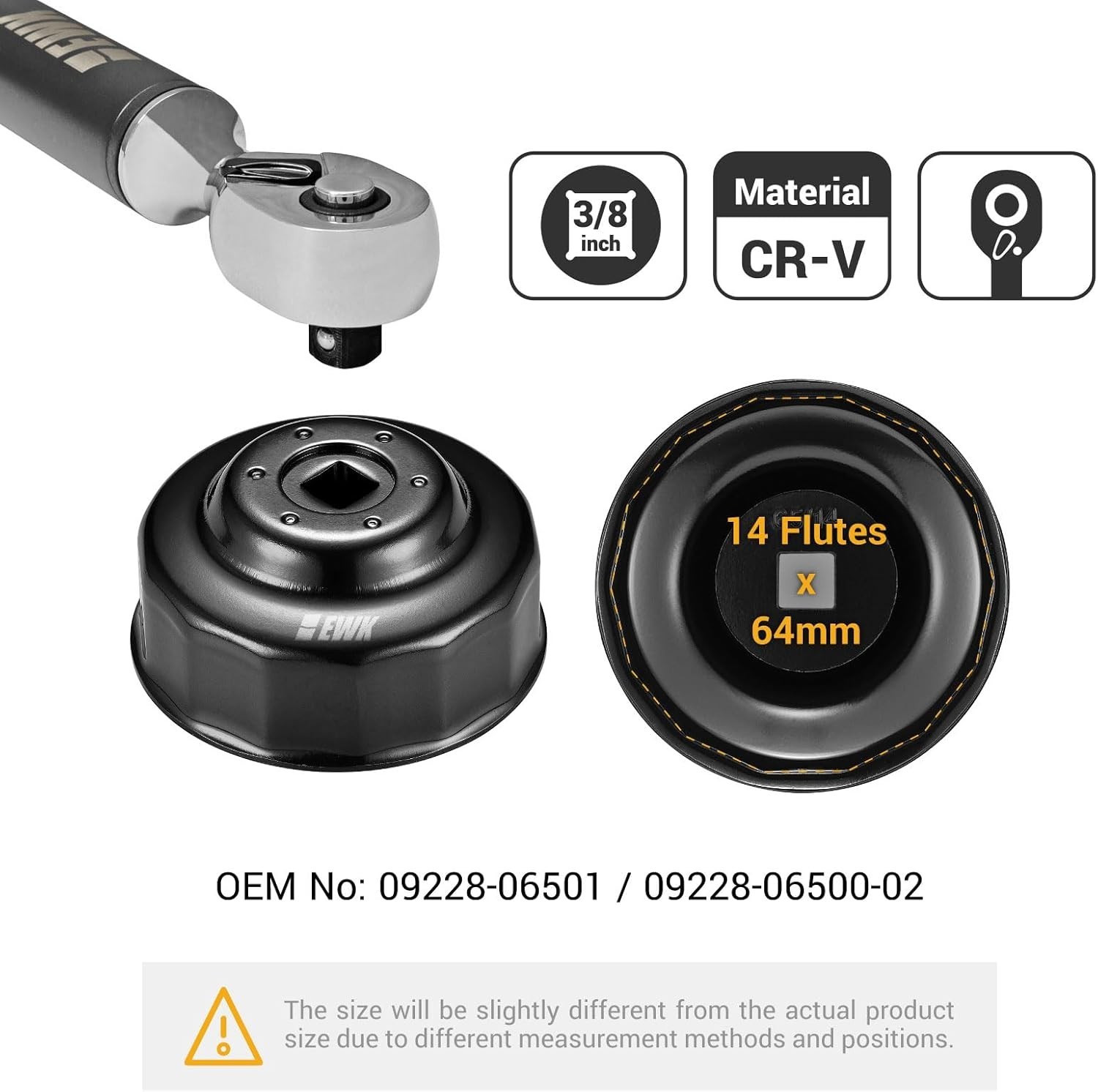 Durable Black E-Coated 64mm Oil Filter Socket for Superior Vehicle Compatibility