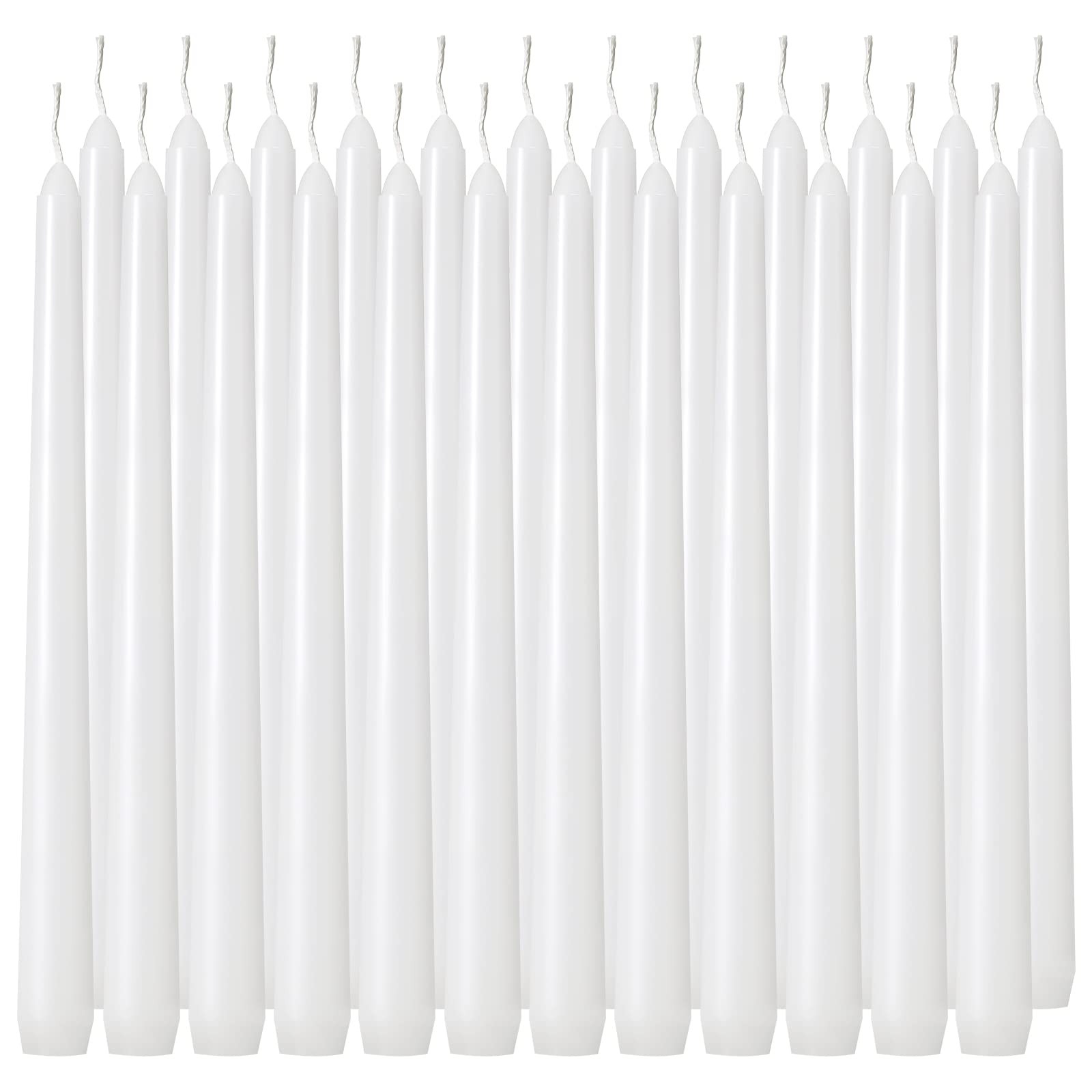 Tuyai 24 Pack Tall White Taper Candles, 10 inch (H) Dripless, 24 Pack,