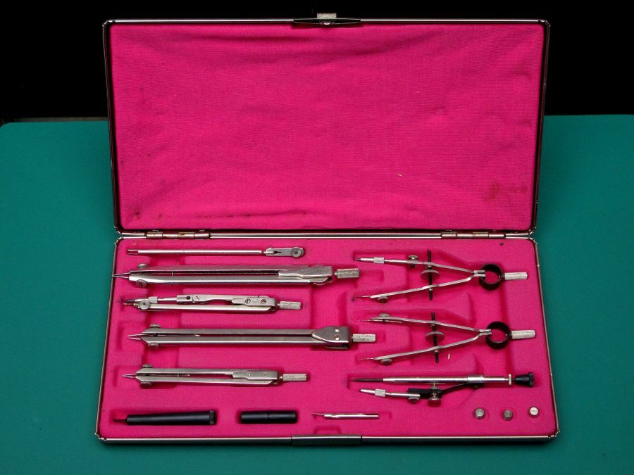 Vintage USSR Russian Engineering Drawing Set. Full 14 pcs