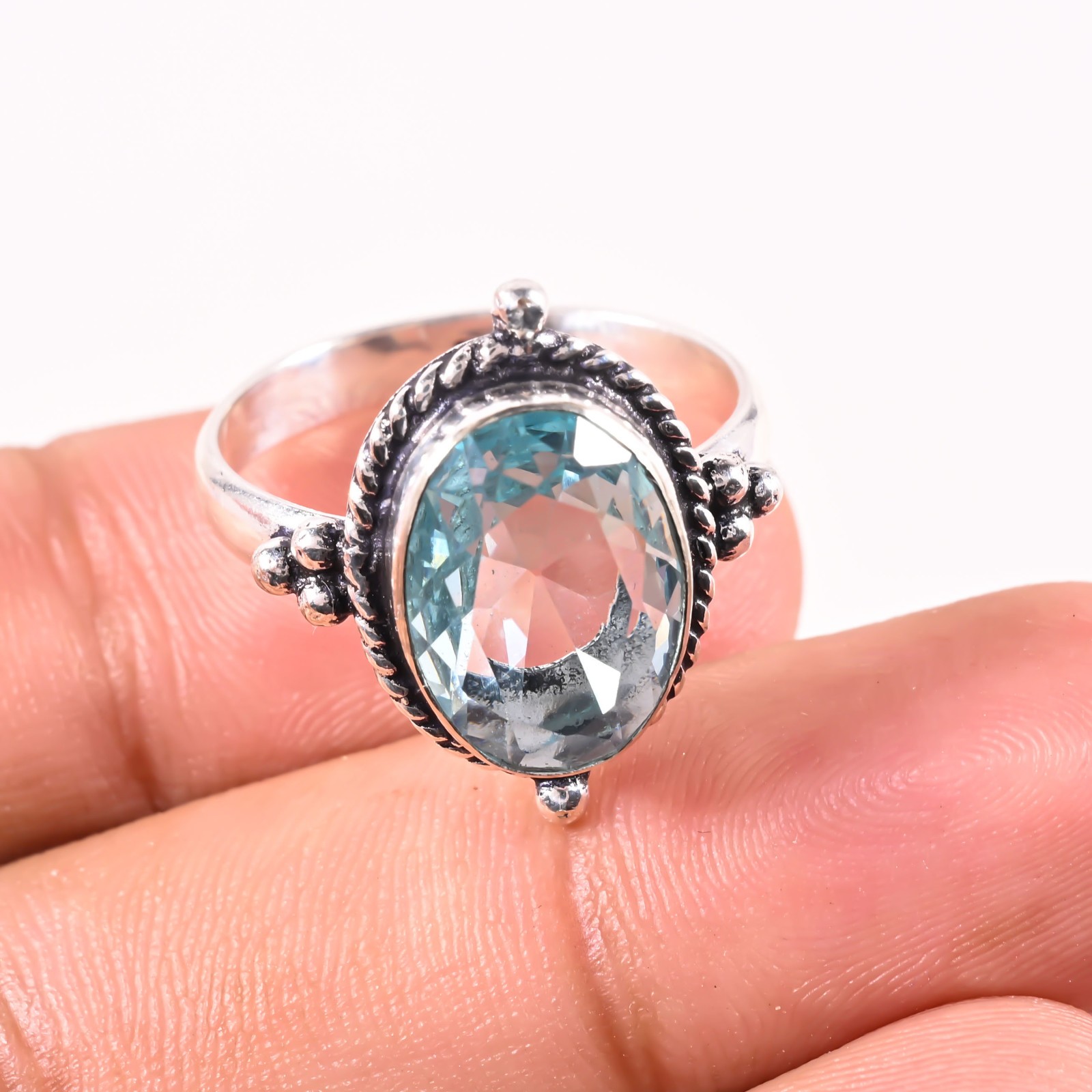 Aquamarine Gemstone 925 Sterling Silver Ring Handmade Jewelry Ring For Gift