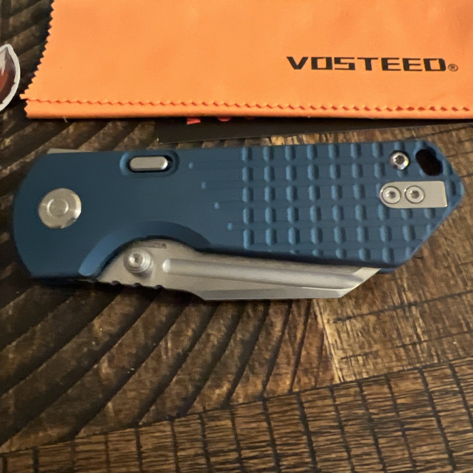 Vosteed Hedgehog Top Linerlock Blue 3" S35VN Aluminum Folding  EXTRAS